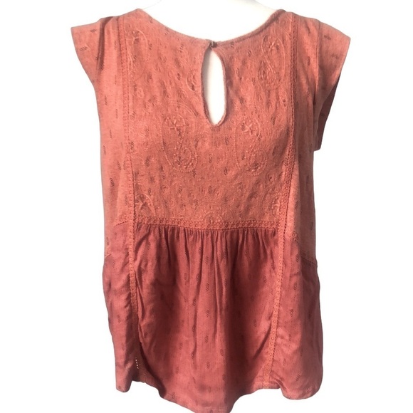 Lucky Brand Pink/Peach Flowy Embroidered Top, Size Large - Picture 2 of 12
